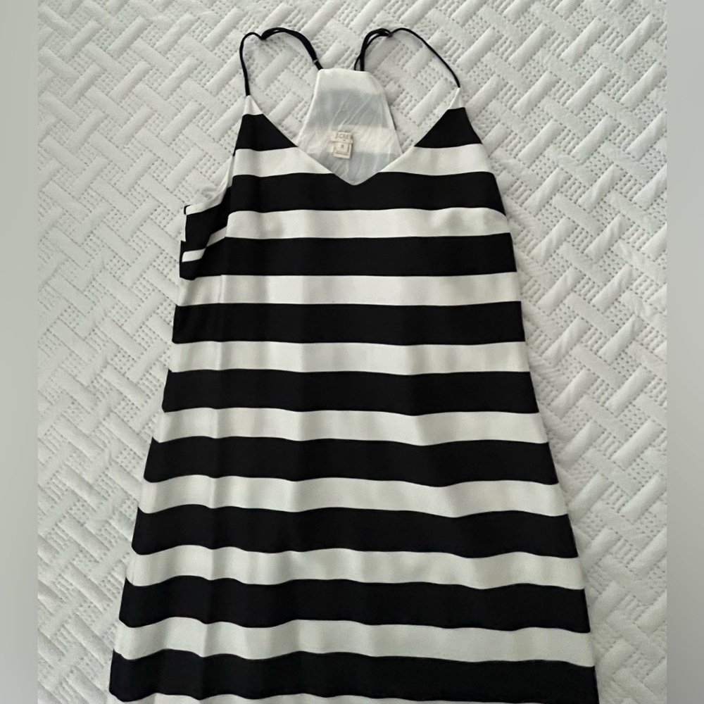 Black and white spaghetti strap silk dress